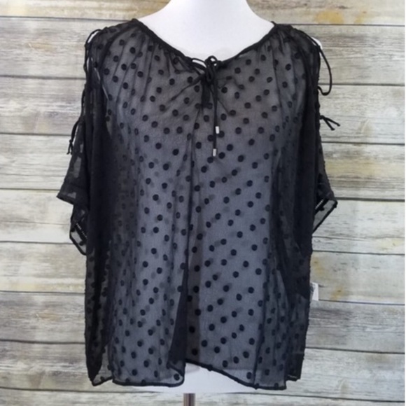 NWOT ZARA Plumetis Sheer Swiss Dot Blouse M - Picture 4 of 7